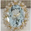 Image 1 : 13.65 CTW Natural Aquamarine And Diamond Ring In 14K Solid Yellow Gold