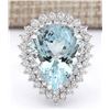 Image 1 : 13.66 CTW Natural Aquamarine And Diamond Ring In 14k White Gold