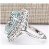 Image 2 : 13.66 CTW Natural Aquamarine And Diamond Ring In 14k White Gold