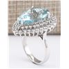 Image 4 : 13.66 CTW Natural Aquamarine And Diamond Ring In 14k White Gold