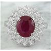 Image 1 : 4.65 CTW Ruby 18K White Gold Diamond Ring