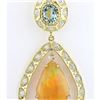 Image 1 : 13.14 CTW Natural Opal, Aquamarine Diamond Pendant 14k Solid Yellow Gold