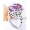 Image 4 : 16.16 CTW Natural Kunzite 18K Solid White Gold Diamond Ring