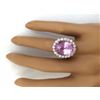 Image 5 : 16.16 CTW Natural Kunzite 18K Solid White Gold Diamond Ring