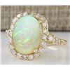 Image 2 : 4.40 CTW Natural Opal And Diamond Ring In18K Yellow Gold