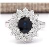 Image 1 : 2.30 CTW Natural Blue Sapphire And Diamond Ring In 14k White Gold