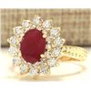 Image 2 : 3.16 CTW Natural Ruby And Diamond Ring In 18K Yellow Gold
