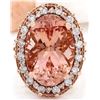 Image 1 : 13.15 CTW Natural Morganite 18K Solid Rose Gold Diamond Ring