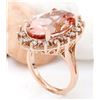 Image 4 : 13.15 CTW Natural Morganite 18K Solid Rose Gold Diamond Ring