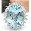 Image 1 : 8.10 CTW Natural Aquamarine 14K Solid White Gold Diamond Ring