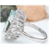 Image 3 : 8.10 CTW Natural Aquamarine 14K Solid White Gold Diamond Ring