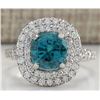 Image 1 : 5.94 CTW Natural Blue Zircon And Diamond Ring 14K Solid White Gold