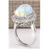 Image 3 : 6.48 CTW Natural Opal And Diamond Ring In 14k White Gold