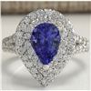 Image 1 : 3.53 CTW Natural Tanzanite Diamond Ring 14K Solid White Gold
