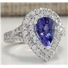 Image 2 : 3.53 CTW Natural Tanzanite Diamond Ring 14K Solid White Gold