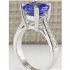 Image 3 : 4.11 CTW Natural Blue Tanzanite And Diamond Ring 14K Solid White Gold