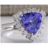 Image 2 : 3.25 CTW Natural Blue Tanzanite And Diamond Ring 18K Solid White Gold