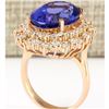 Image 3 : 13.49 CTW Natural Tanzanite And Diamond Ring In 18K Rose Gold