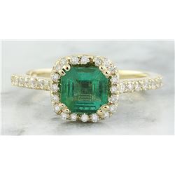 1.45 CTW Emerald 18K Yellow Gold Diamond Ring