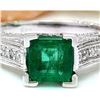 Image 1 : 1.96 CTW Natural Emerald 14K Solid White Gold Diamond Ring