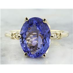 4.85 CTW Tanzanite 18K Yellow Gold Diamond ring