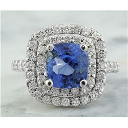 4.92 CTW Sapphire 14K White Gold Diamond Ring