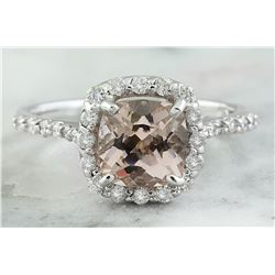 2.00 CTW Morganite 14K White Gold Diamond Ring