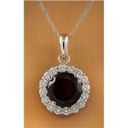1.82 CTW Garnet 18K White Gold Diamond Necklace