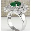 Image 3 : 5.71 CTW Natural Colombian Emerald And Diamond Ring In 14K White Gold