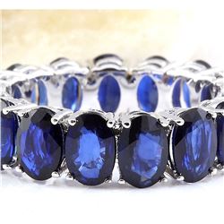 11.20 CTW Natural Sapphire 14K Solid White Gold Ring