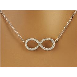 0.30 CTW Diamond 18K White Gold Infinty Necklace