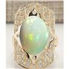 Image 1 : 7.38 CTW Natural Opal And Diamond Ring In 18K Yellow Gold