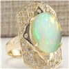 Image 2 : 7.38 CTW Natural Opal And Diamond Ring In 18K Yellow Gold