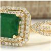 Image 2 : 3.13 CTW Natural Emerald And Diamond Ring In 18K Yellow Gold