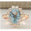 Image 1 : 2.31 CTW Natural Aquamarine And Diamond Ring In 18K Solid Rose Gold