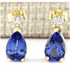 Image 1 : 3.40 CTW Natural Tanzanite And Diamond Earrings 14k Solid Yellow Gold