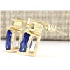 Image 2 : 3.40 CTW Natural Tanzanite And Diamond Earrings 14k Solid Yellow Gold