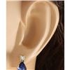Image 3 : 3.40 CTW Natural Tanzanite And Diamond Earrings 14k Solid Yellow Gold