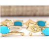 Image 2 : 5.31 CTW Natural Turquoise And Diamond Bracelet In 14k Yellow Gold