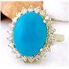 Image 2 : 8.80 CTW Natural Turquoise 18K Solid Yellow Gold Diamond Ring
