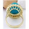 Image 3 : 8.80 CTW Natural Turquoise 18K Solid Yellow Gold Diamond Ring