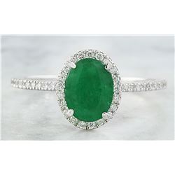 1.34 CTW Emerald 18K White Gold Diamond Ring