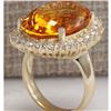 Image 3 : 17.91 CTW Natural Citrine And Diamond Ring In 14K Solid Yellow Gold