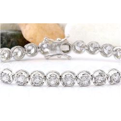 10.96 CTW Natural Diamond 18K Solid White Gold Bracelet