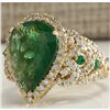 Image 2 : 8.00 CTW Natural Emerald And Diamond Ring 14K Solid Yellow Gold