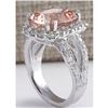 Image 3 : 8.66 CTW Natural Peach Morganite And Diamond Ring In 18K Solid White Gold