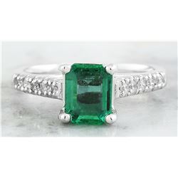 1.47 CTW Emerald 18K White Gold Diamond Ring