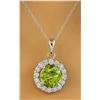 Image 1 : 1.82 CTW Peridot 14K White Gold Diamond Necklace