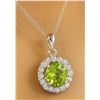 Image 2 : 1.82 CTW Peridot 14K White Gold Diamond Necklace