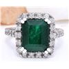 Image 1 : 5.82 CTW Natural Emerald 14K Solid White Gold Diamond Ring